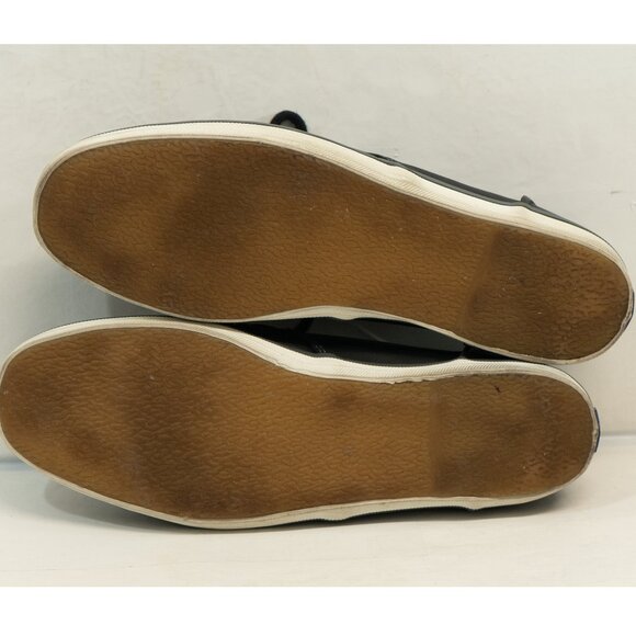 Keds Leather Sneaker Black Minimal Low Retro 60s Goth Lace Up Boat Classic Shoe - Picture 10 of 12